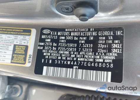 2014 Kia Sorento Limited V6 from USA, damaged, VIN 5XYKW4A77EG468058